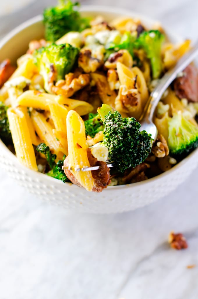 Penne with Sausage, Broccoli and Gorgonzola - Wendy Polisi