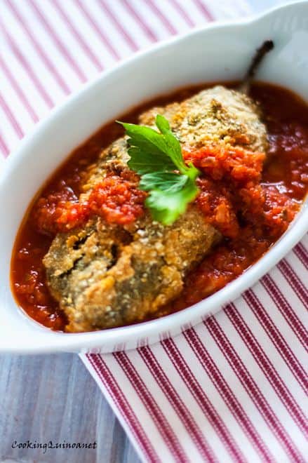 Baked Quinoa Chile Rellenos - It is hard to believe these Baked Quinoa Chile Rellenos are both gluten free and can easily be made vegan. (I did!) A healthier alternative to a classic. - WendyPolisi.com