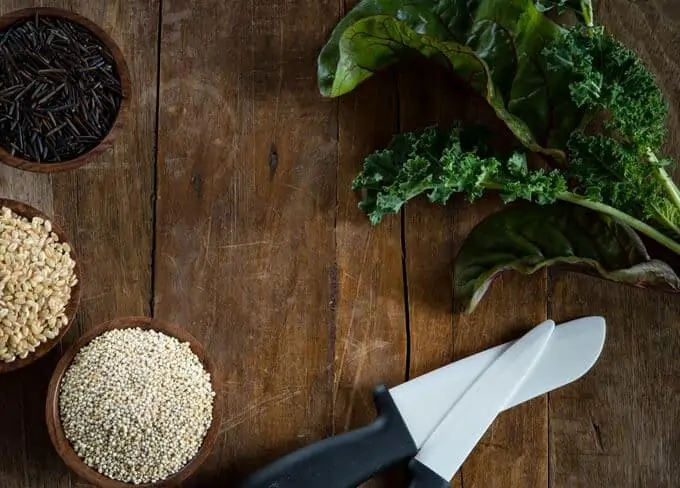 Horizontal photo of quinoa and rice - quinoa vs rice.