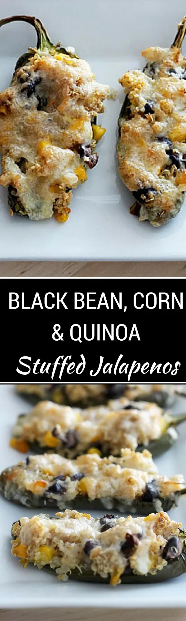 Black Bean, Corn & Quinoa Stuffed Jalapenos - These easy to make jalapeno poppers are yummy and healthy! The perfect appetizer to help you keep your health goals on track! - WendyPolisi.com
