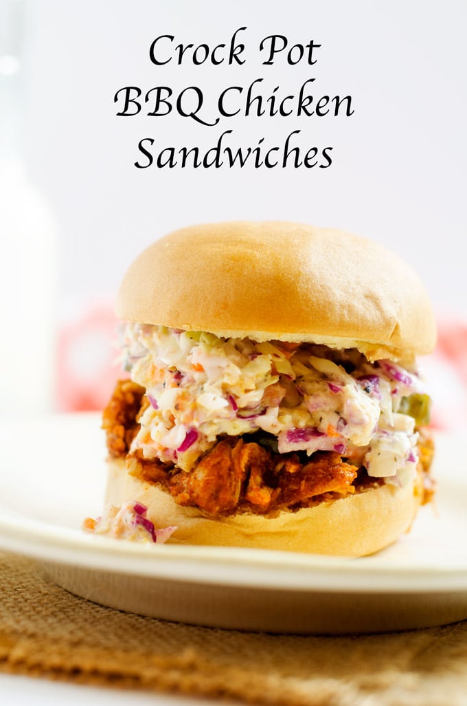 Slow Cooker Barbecue Chicken Sandwiches with Skinny Slaw (Gluten Free ...