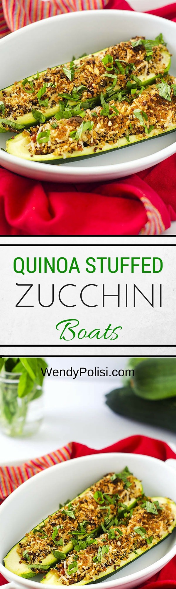 Quinoa Stuffed Zucchini Boats