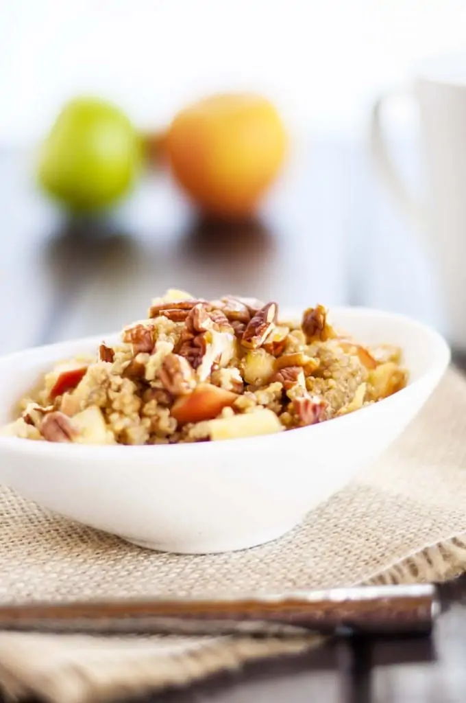Apple Pecan Quinoa Breakfast -This healthy quinoa breakfast recipe is an amazing and satisfying way to start the day! So easy to make. - WendyPolisi.com 