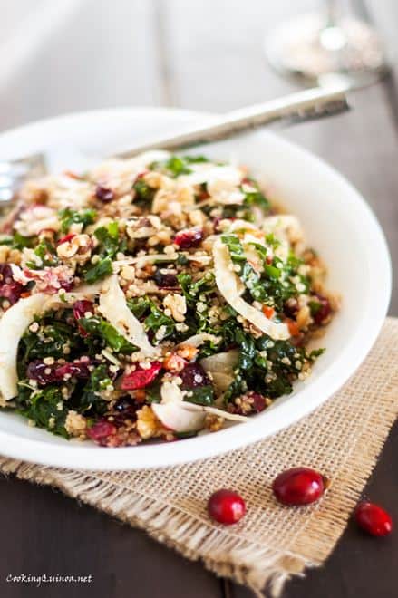 Roasted Garlic Quinoa & Kale Salad with Cranberries