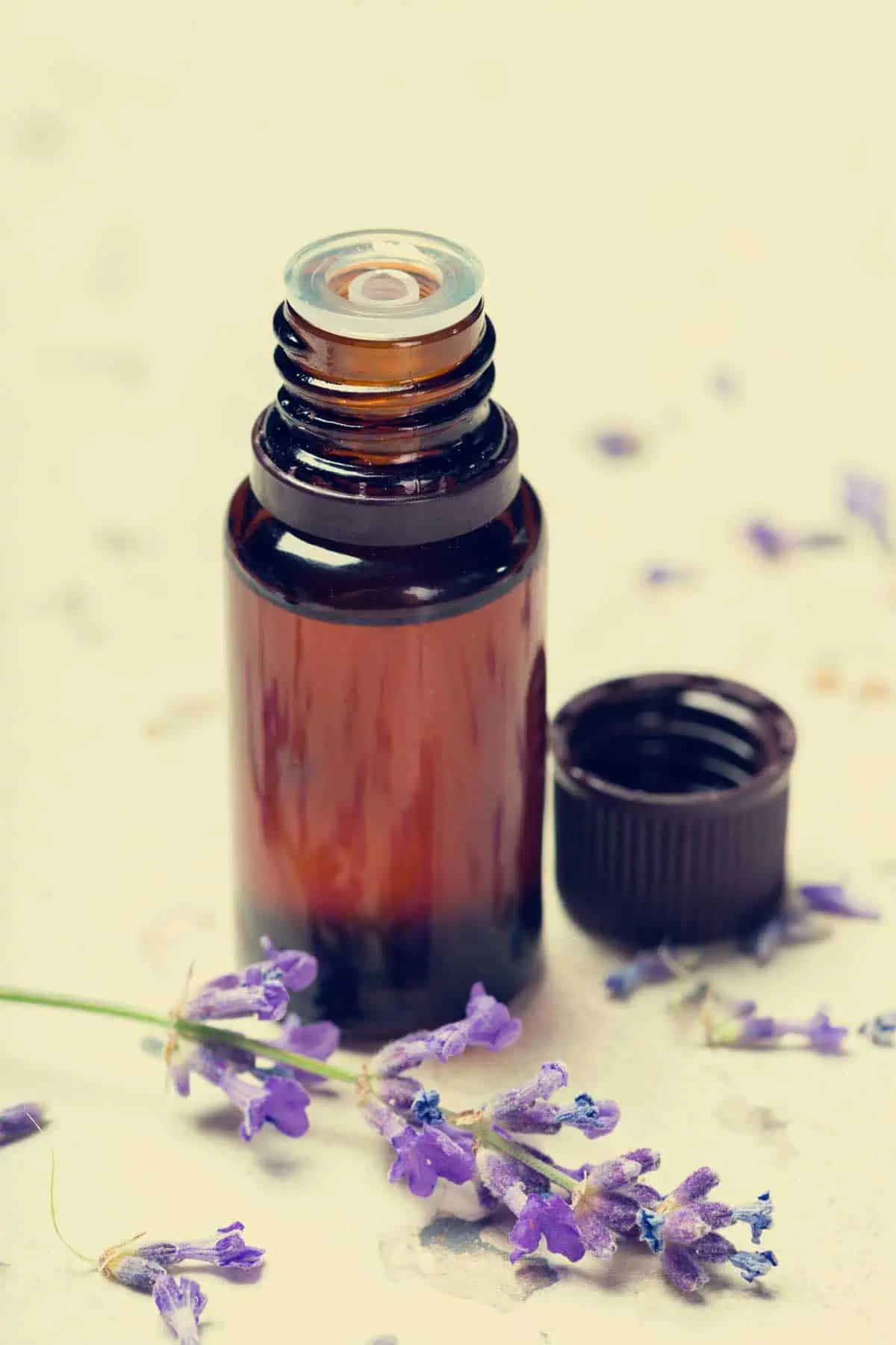 Photo of lavender essential oil.