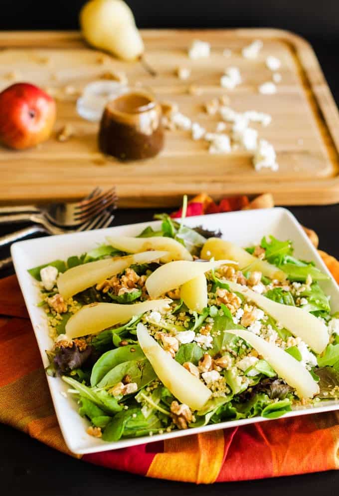 Pear Quinoa Salad with Walnuts & Goat Cheese