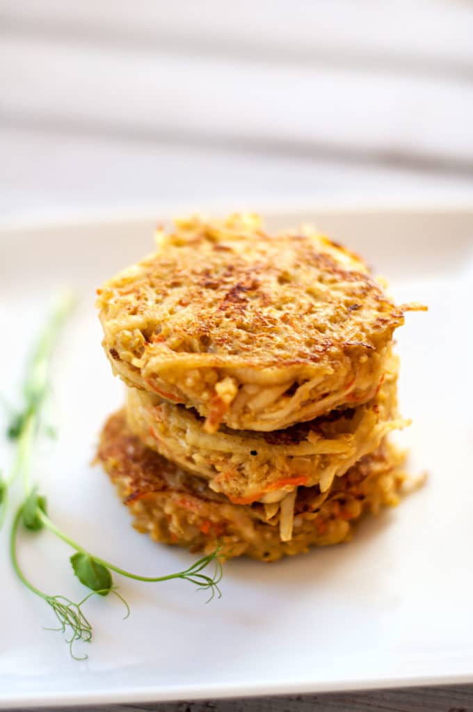 Quinoa Potato Pancakes - WendyPolisi.com - This healthy recipe is perfect for breakfast! With quinoa, potatoes and eggs you've got the perfect mix of protein and carbohydrates! Vegetarian with vegan option.