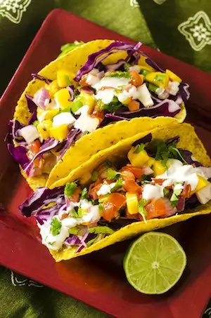Healthy Slow Cooker Chicken Tacos with Mango Salsa