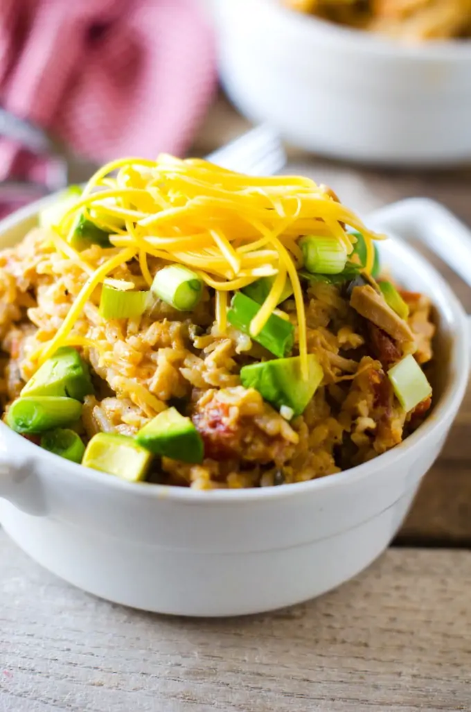 Cheesy Slow Cooker Southwestern Chicken & Rice