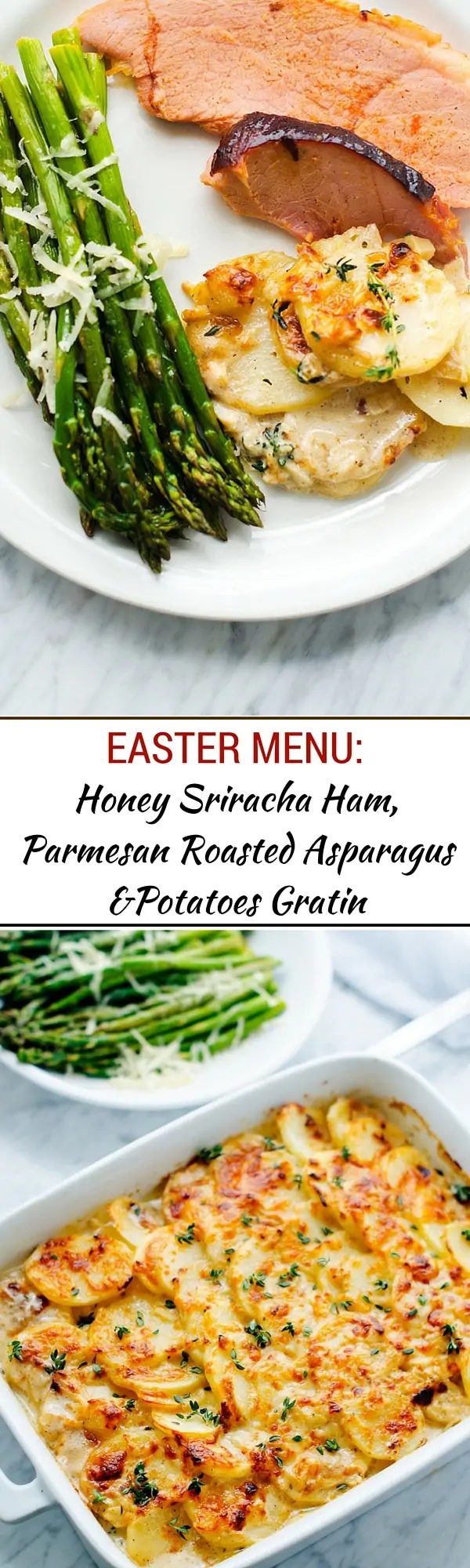 Our Easter Menu: Honey Sriracha Ham, Goat Cheese Potatoes Gratin & Roasted Asparagus - - WendyPolisi.com 