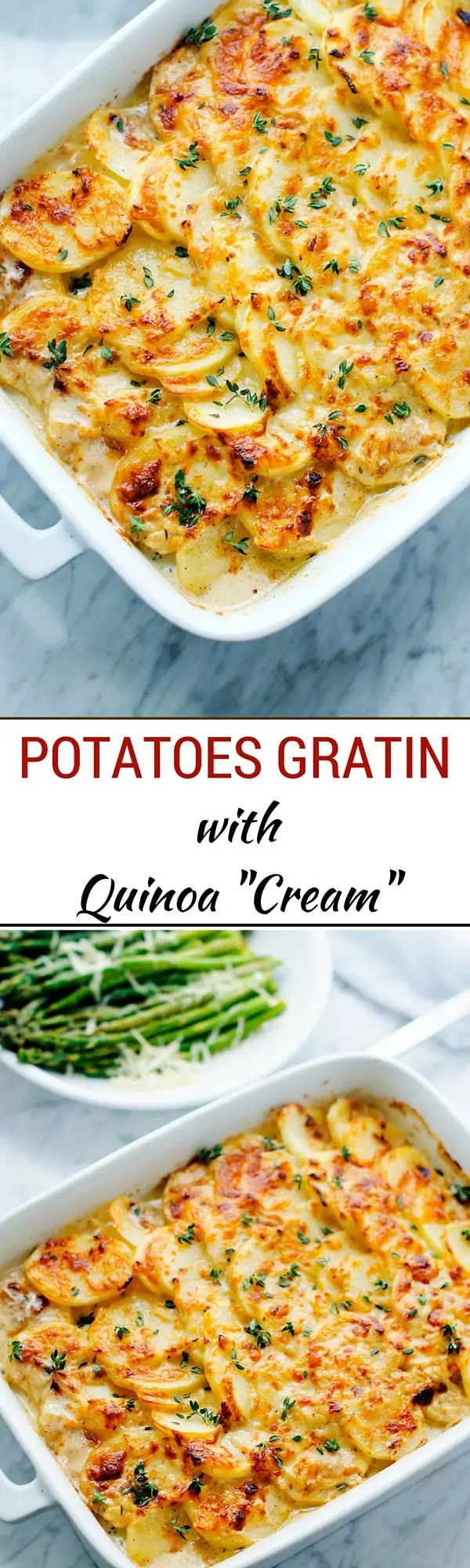 Goat Cheese Potatoes Gratin - The gratin is so indulgent but made healthier with the addition of quinoa cream!