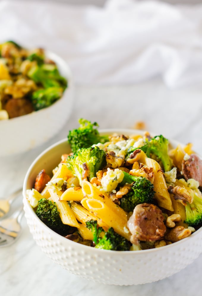 Penne with Sausage, Broccoli and Gorgonzola