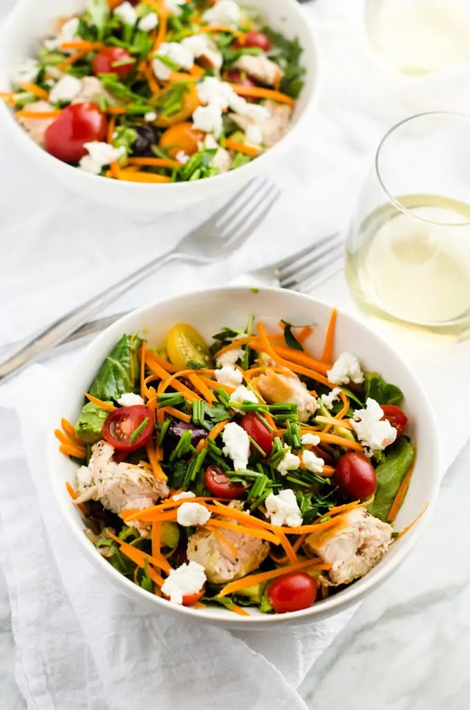 Fresh Herb Salad with Grilled Chicken, Goat Cheese & Avocado