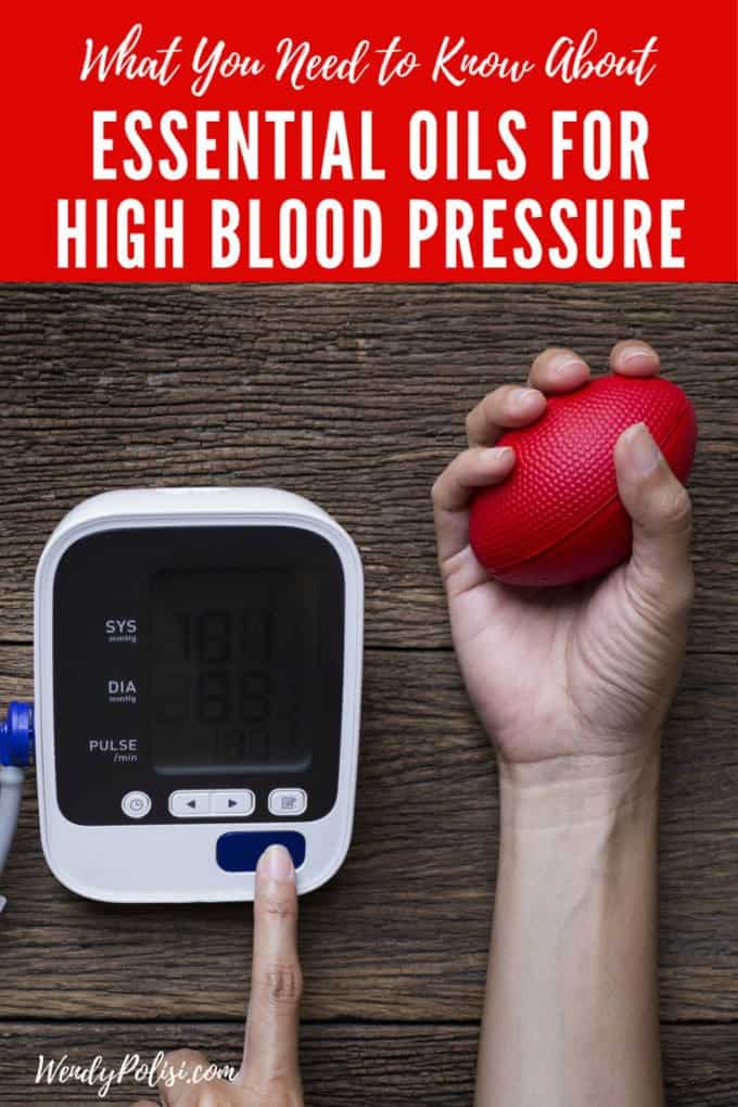 Photo of blood pressure kit with text Essential Oils for High Blood Pressure