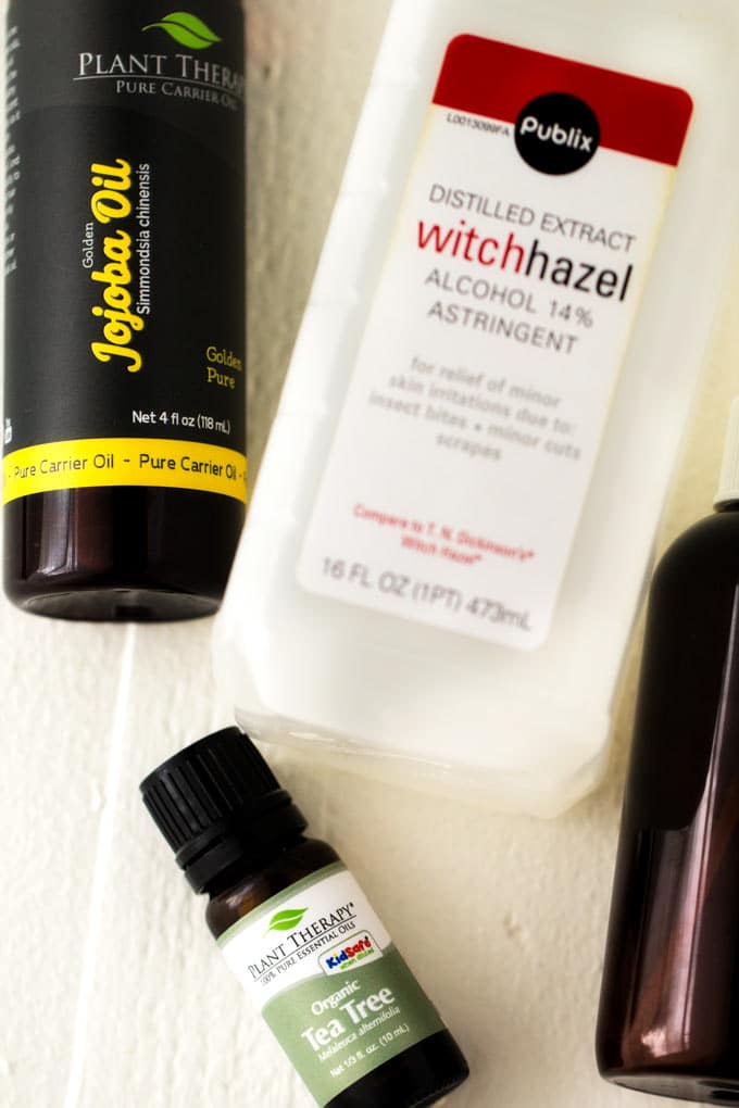Photo of essential oils for mosquito bites recipe ingredients.