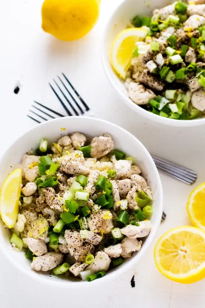 This Healthy & Easy Lemon Chicken Stir Fry with Cauliflower Rice is a fabulous low-carb dinner that the whole family will love.