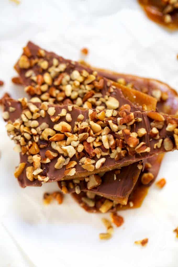 Overhead shot of Chocolate Toffee with Pecans
