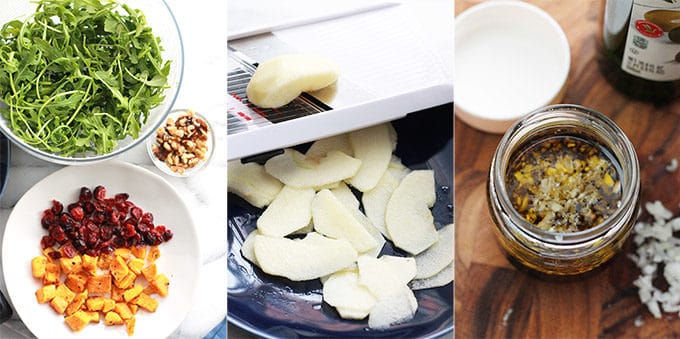 Ingredients for Butternut Apple Arugula Salad