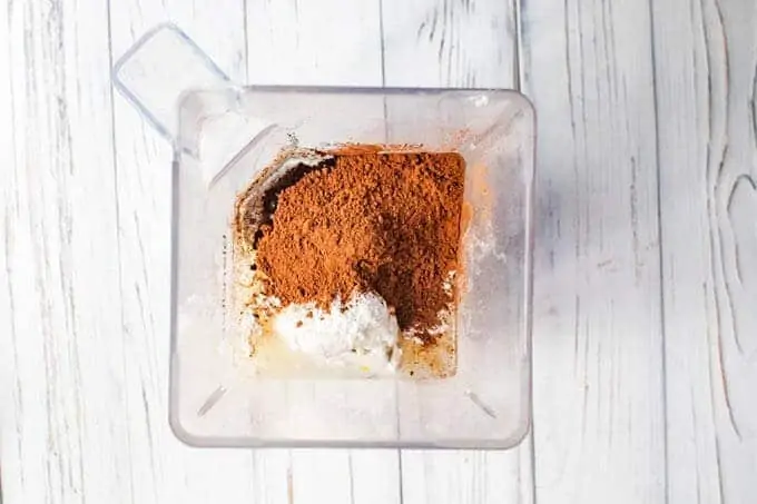 Photo of how to make homemade chocolate ice cream - step two - blend ingredient in the blender.