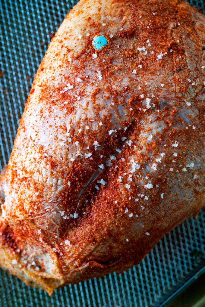 Photo of seasoned turkey breast.