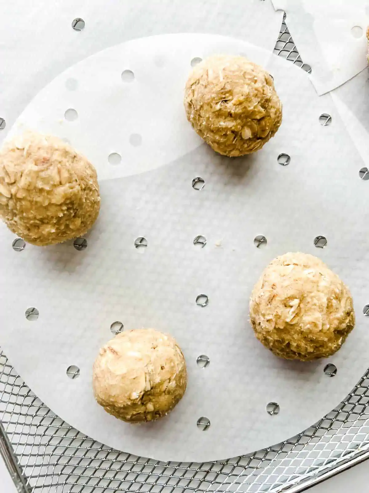 Cookie balls in an air fryer.