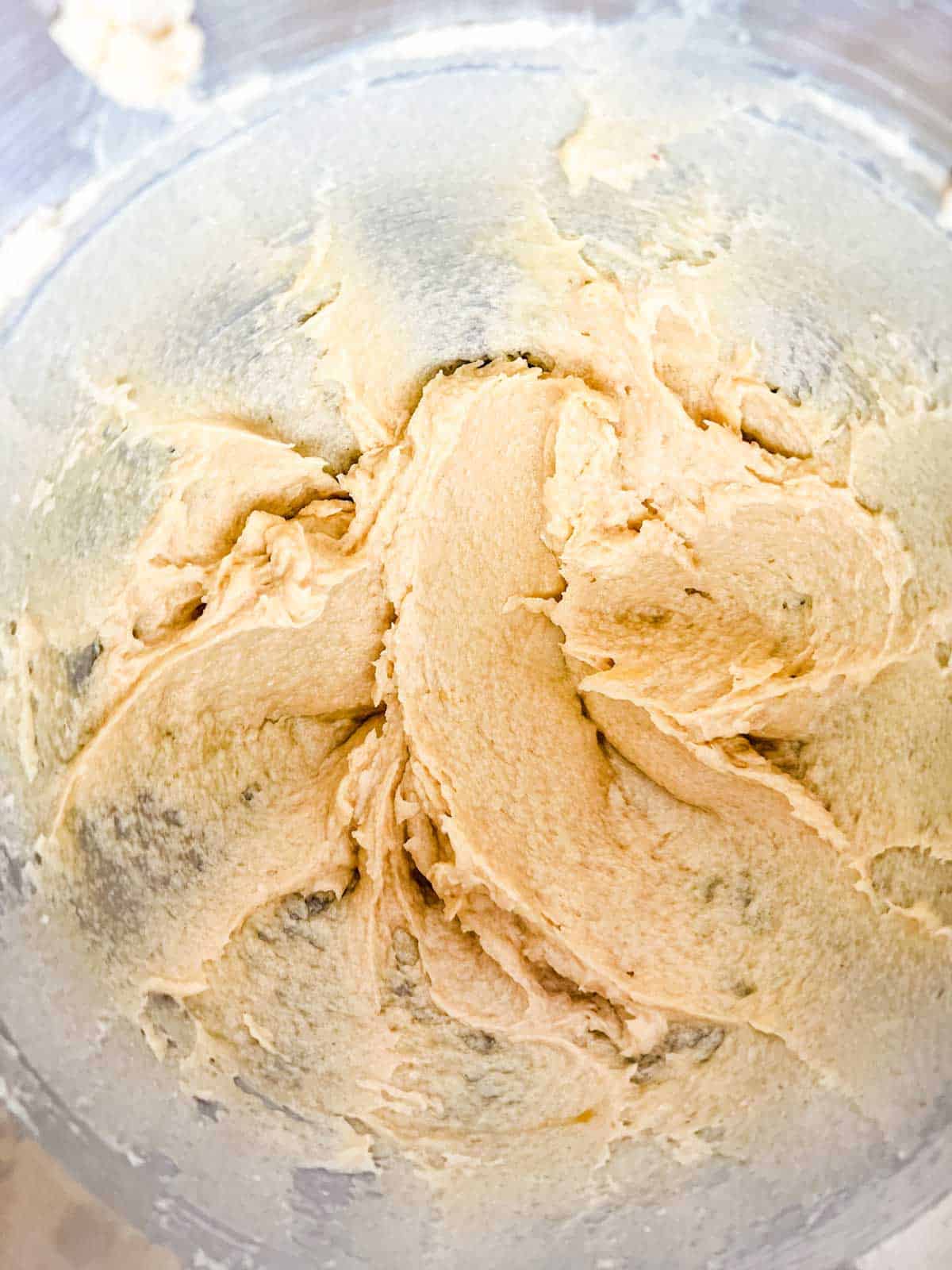 Creamed butter and sugar that has had egg and vanilla incorporated.