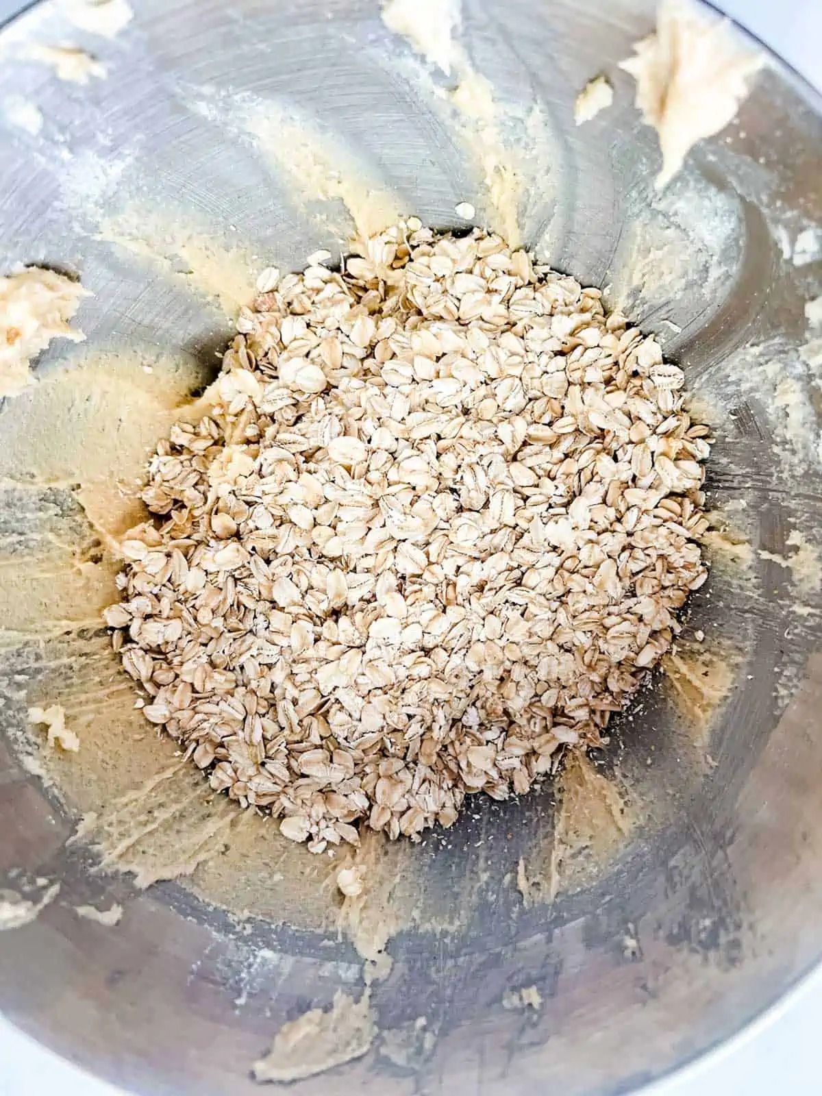 Oatmeal that had just been added to cookie dough.