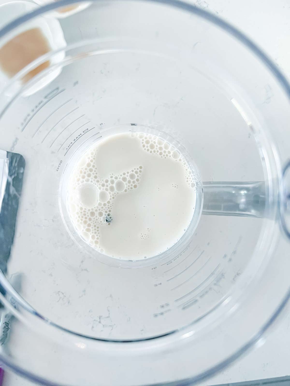 Milk in a blender.