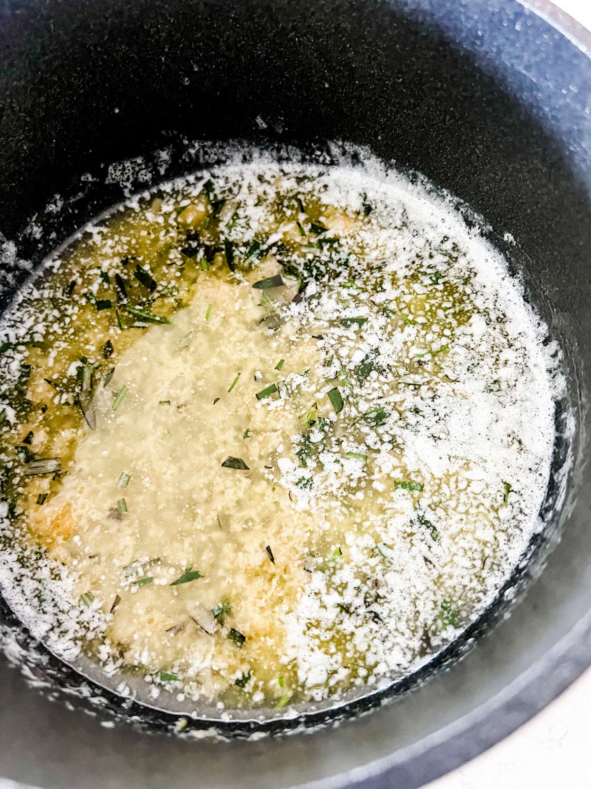 Garlic butter in a small sauce pan.