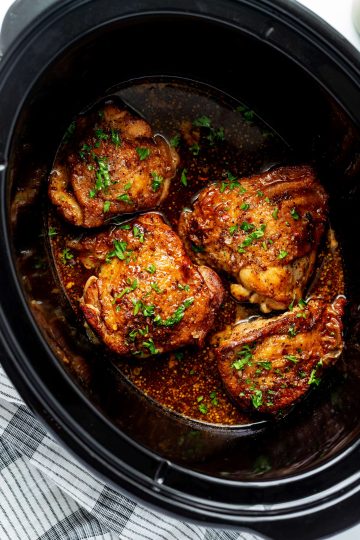 Honey Garlic Slow Cooker Chicken Thighs - Wendy Polisi