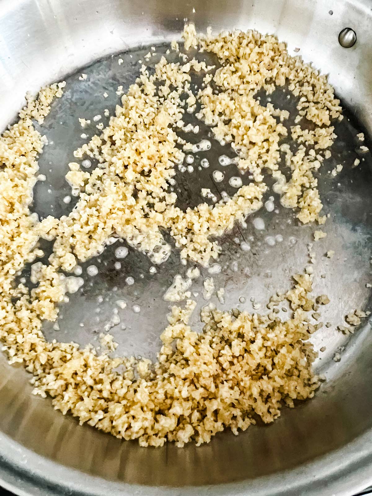 Toasted breadcrumbs in a skillet.