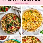 Four photos of vegetarian pasta with the text 31 Vegetarian Pasta Recipes above.