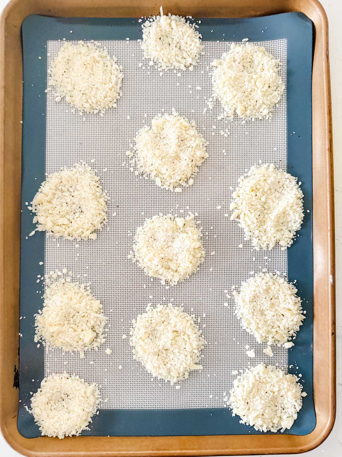 Parmesan crisps ready for the oven.
