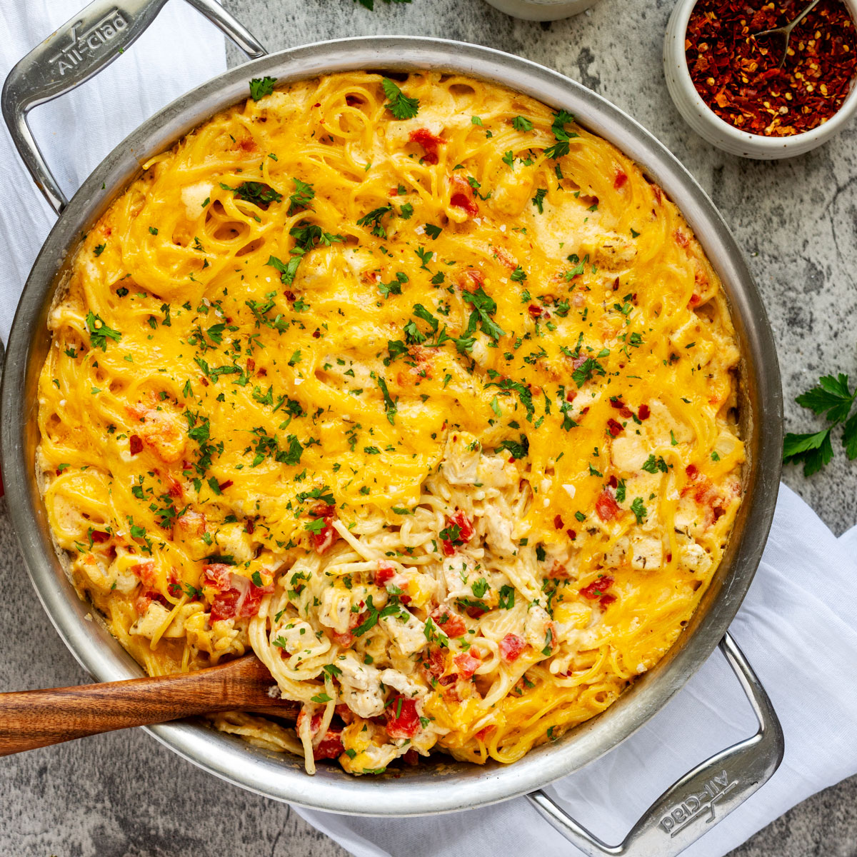 Creamy Chicken Spaghetti with Rotel - Wendy Polisi