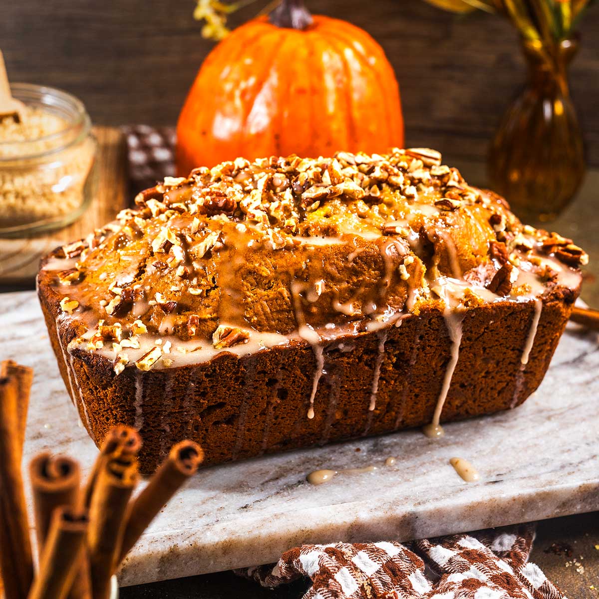 Sour Cream Pumpkin Bread with Maple Glaze - Wendy Polisi